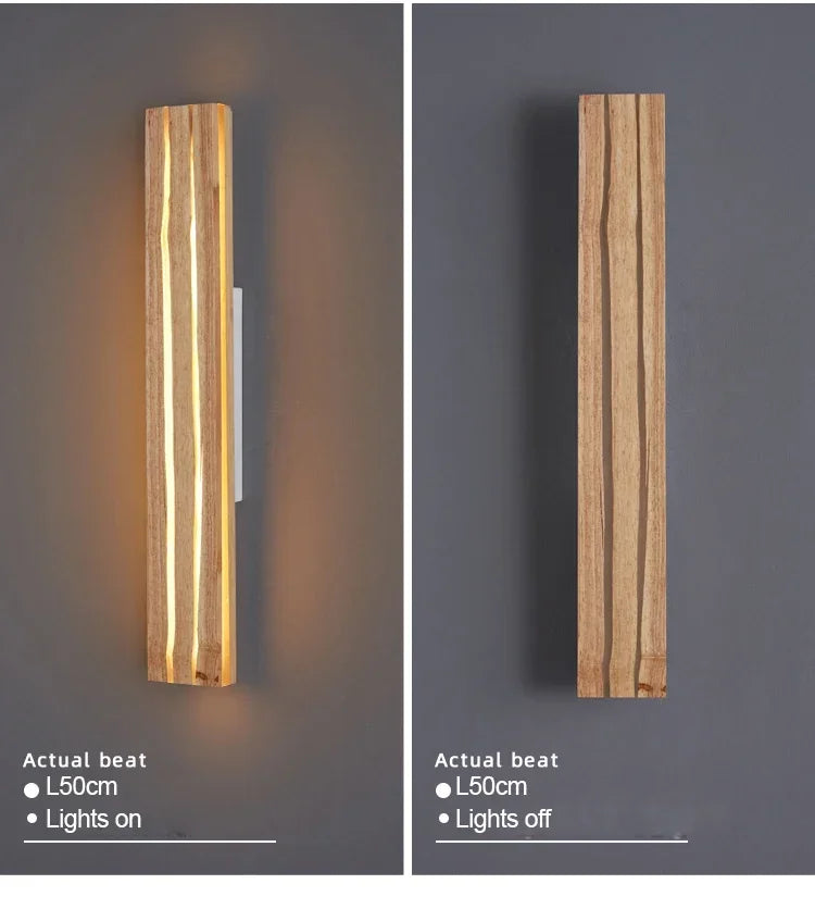 Modern Mirror Led Light Bedside Lamp Wabi Sabi Nordic Cracked Wood Wall Lamp for Living Room Hallway Office Decoration Lamp