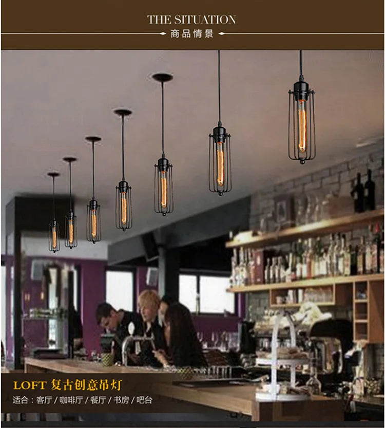Creative Restaurant Chandelier Retro Wrought Iron Bar Table Cafe Shop Beauty Salon Internet Cafe Box Industrial Style Lamps