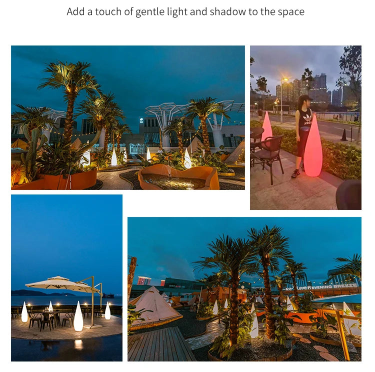Hotel Restaurant Courtyard Garden Decoration Outdoor Variable Light Emitting Diode Luminous Water Droplet Floor Lamp