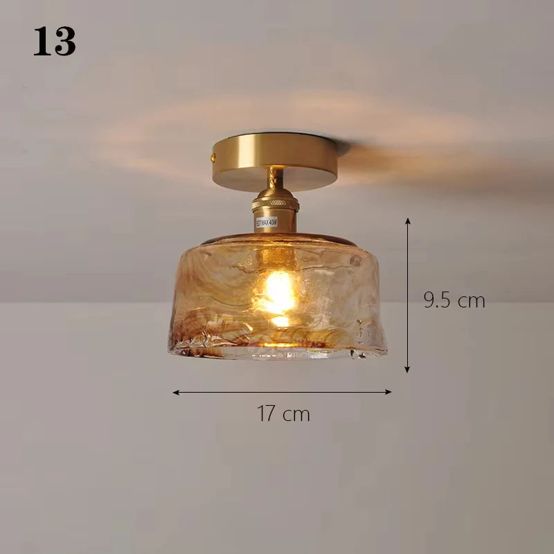 Modern Pendant Ceiling Lamp with Glass Shade for Kitchen Aisle Balcony Bedroom Home Art Deco Led Ceiling Lights Fixtures E27