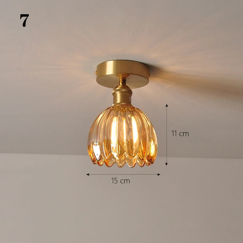 Modern Pendant Ceiling Lamp with Glass Shade for Kitchen Aisle Balcony Bedroom Home Art Deco Led Ceiling Lights Fixtures E27