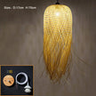 Southeast Asian Individuality Hand Woven Bamboo Chandelier Chinese Lamps Tea Room Restaurant Hotel Artistic Modeling Lampshade
