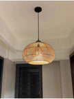 Japanese Wabi-Sabi Rattan Pendant Light - Hand-Woven E27 Boho Lamp for Restaurant Coffee Shop Dining Room Kitchen Island