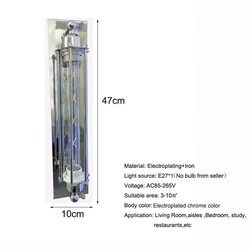 American Industrial Electroplated silver Vintage Wall Lamp 8W Led Wall Light Bedroom Cafe Restaurant Bedside Wall Light