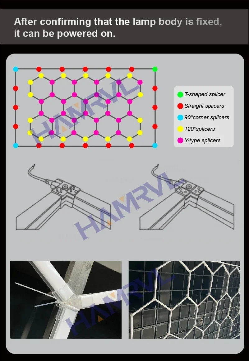 Diamond LED Ceiling Light Hexagonal Design Suitable for Garage Barber Shop Gym Exhibition Hall Ceiling Light Decoration Lighting