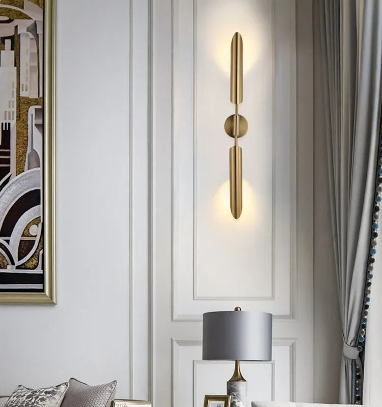 Moderm Luxury Single Double Head Wall Lamp Golden Lnclined Tube Wall Light Mirror Light Stair Living Room Bedroom Deco Luminaire