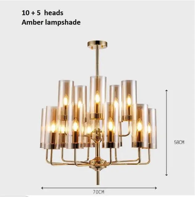 Nordic LED Glass Chandelier Blue/Amber Modern Hanging Lamp Suspension Living Dining Bedroom Pendant Lighting Fixtures