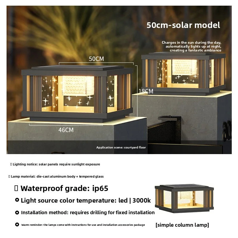 Solar Column Head Lamps Waterproof Courtyard Lamps Gate Pillar Lamps Wall Column Lamps Outdoor Villa Column Head Lamps