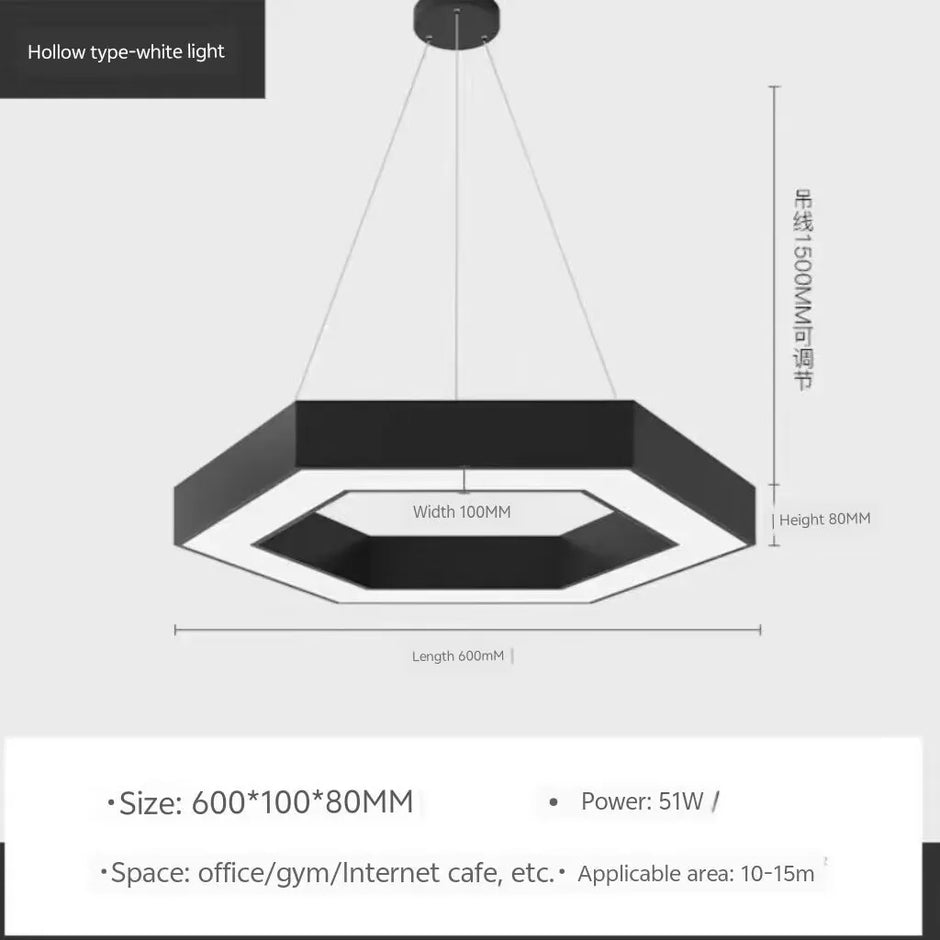 Modern minimalist geometric pendant lights, for dining room, gymnasium, LED hollow pendant lights, supermarket circular lights