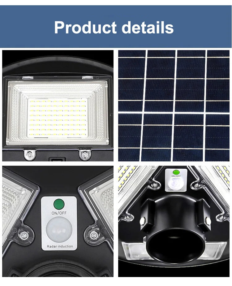 Solar Street Light 300W 400W 500W Waterproof Yard Lamp PIR Motion Sensor Garden Outdoor UFO Lighting with Remote