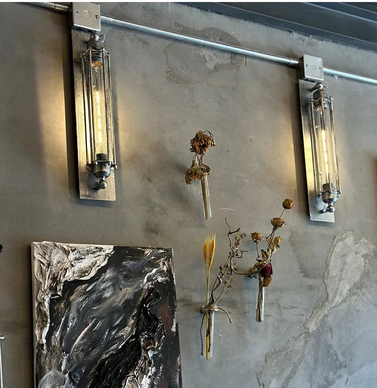 American Flute Wall Lamp Unique LOFT Restaurant Bar Grill Hallway Iron Wall Light Rustic Industrial Decor Edison Bulb Fixture