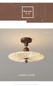 French Mid-Century Style Ceiling Lights Parlor Simple Retro Luxury Gold Resin Pleated Master Bedroom Room Decoration LED Fixture