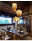 Japanese Chandelier Natural Bamboo Rattan Pendant Lights Handmade Weaving Hanging Lamps Wicker Shades E27 Lighting Suspension