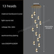 Nordic Crystal Chandelier for Living Room Villa Ceiling Chandeliers Duplex Loft Hanging Lamps Stairscase Suspended Pendant Lamps