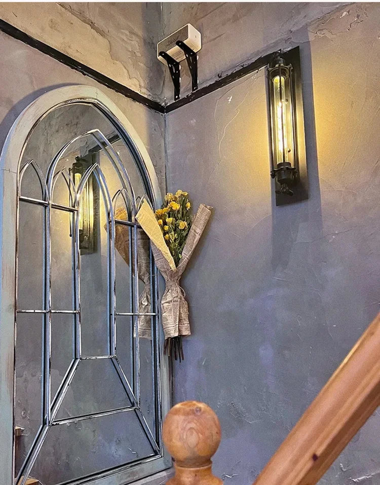 American Flute Wall Lamp Unique LOFT Restaurant Bar Grill Hallway Iron Wall Light Rustic Industrial Decor Edison Bulb Fixture