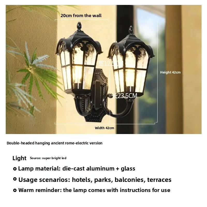 Outdoor Waterproof Wall Lamp For Garden Villa Gate Outdoor European-Style Courtyard Balcony Exterior Wall Lamp Retro Wall Lamp