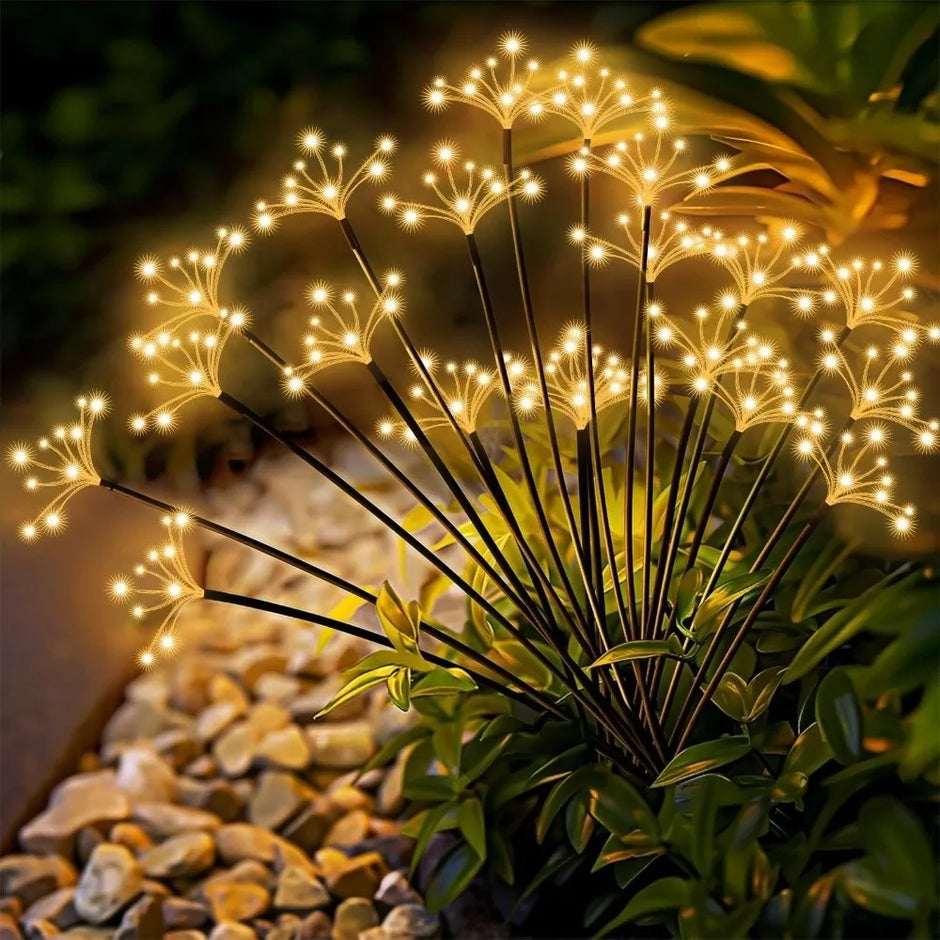 6/810 Heads Solar Light Waterproof Sparkling Stars LED Floral Firework 2 Modes Switching Ground Mounted Landscape Lighting