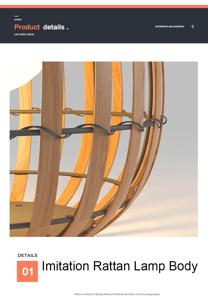 Solar Lights LED Floor Lamp Outdoor Waterproof Solar Energy Imitation Rattan Ambient Lamp Villa Gate Garden Courtyard lighting