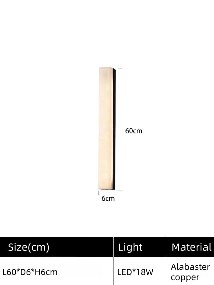 Nordic Hotel Bedroom Corridor Alabaster White Lampshade Strip Natural Marble Stone Wall Sconces Lights Indoor Copper Wall Lamps
