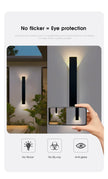 Outdoor Waterproof Wall Lamps Strip Aluminum Wall Lights 18W LED Black Wall Lamp Bedroom Exterior Outdoor Lighting Fixtures