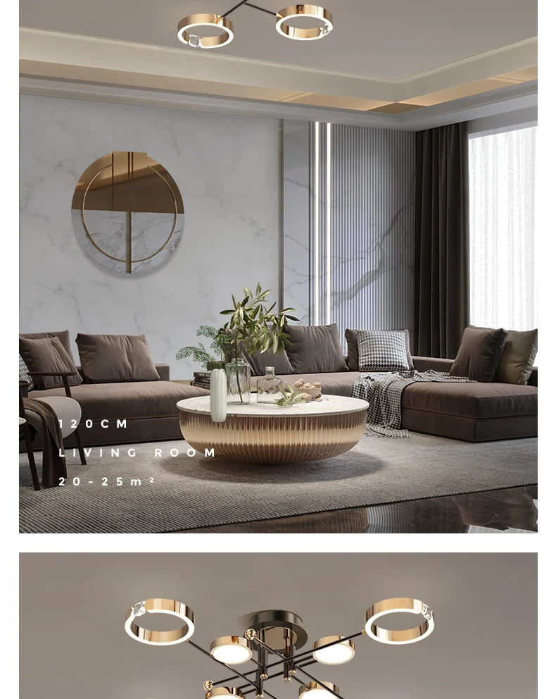 Modern Luxury Nordic Style Aluminum Circle Shaped LED Pendant Light Art Creative Lamp for Living Room Home Decoration Chandelier