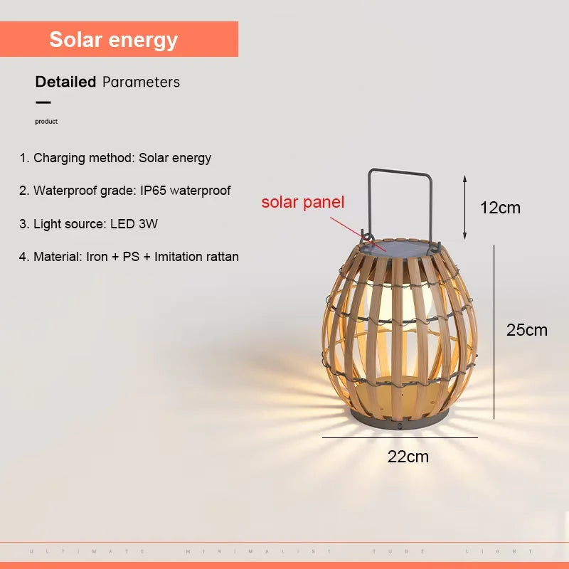 Solar Lights LED Floor Lamp Outdoor Waterproof Solar Energy Imitation Rattan Ambient Lamp Villa Gate Garden Courtyard lighting