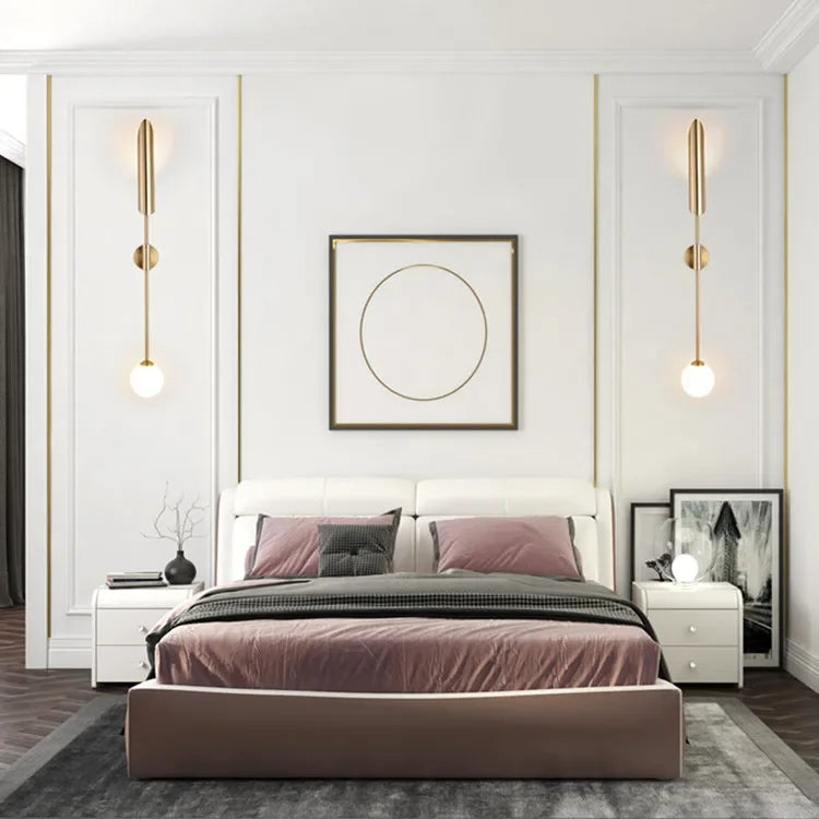 Moderm Luxury Single Double Head Wall Lamp Golden Lnclined Tube Wall Light Mirror Light Stair Living Room Bedroom Deco Luminaire