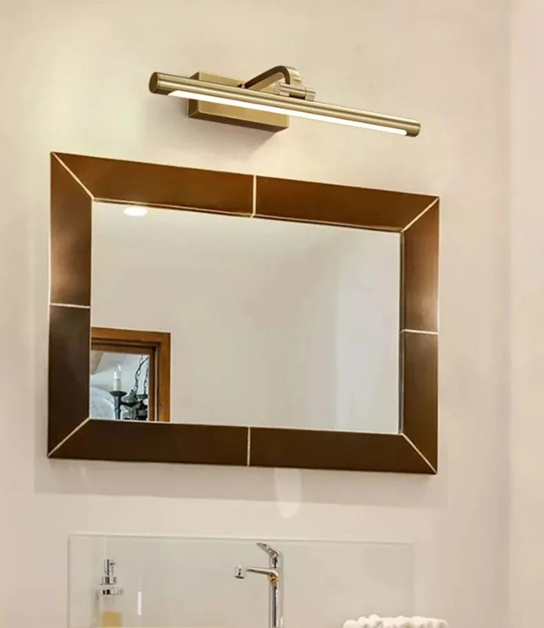Modern Gold Copper Wall Light Rotatable Mirror Bathroom Bedroom Sconce Brass Simple Lamp GN421TN