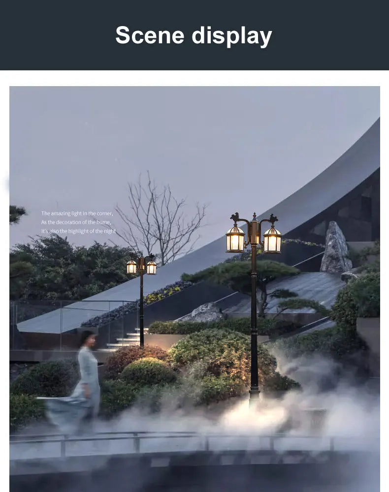 Led Villa Garden Outdoor Waterproof Household Retro Double Head Community Outdoor Courtyard Street Lamp ≈230CM