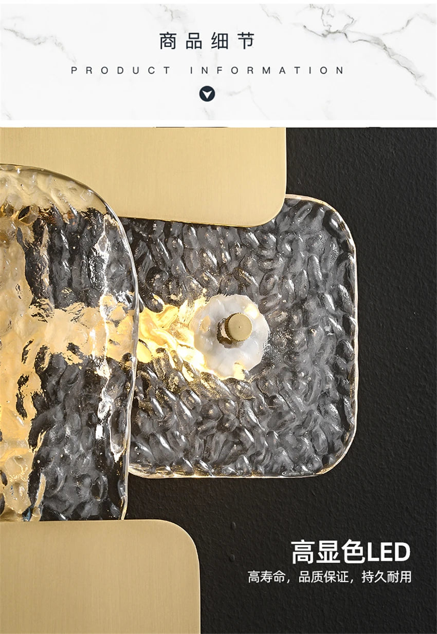Modern Gold Full Copper Glass Living Room Wall Lamps Hotel Lobby Aisle Villa Bathroom Bedroom Home Art Deco Wall Lights