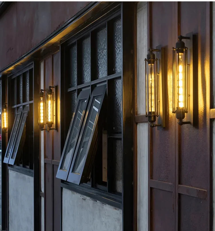 American Flute Wall Lamp Unique LOFT Restaurant Bar Grill Hallway Iron Wall Light Rustic Industrial Decor Edison Bulb Fixture
