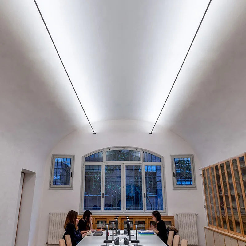Steel Skyline Lights Modern Minimalist Linear Hallway Ceiling Lamp White Black Living Room Gallery Bedroom Ceiling Pendant Light