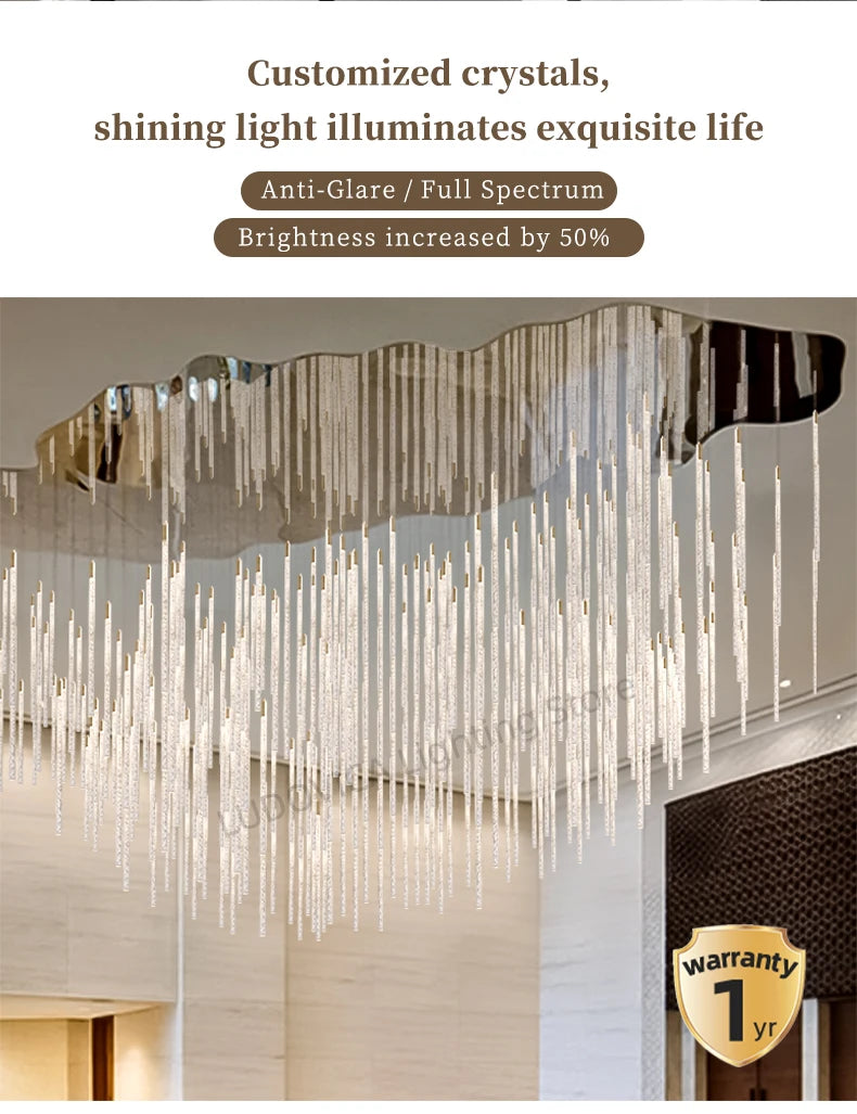 Hotel lobby LED Chandelier Villa hall Living room Crystal Chandeliers Customable High Ceilings Chandelier