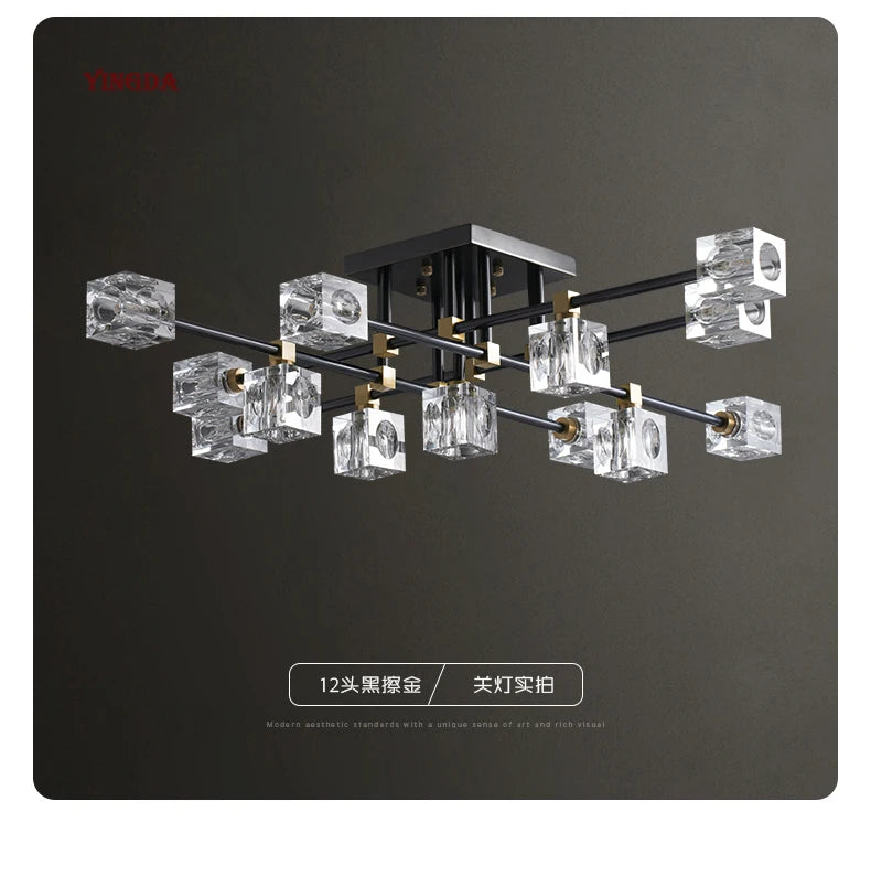 Light Luxury All Copper Living Room Ceiling Lamp, High-end Crystal Lamp, Creative Bedroom Lamp, Minimalist Dining Room Lamp