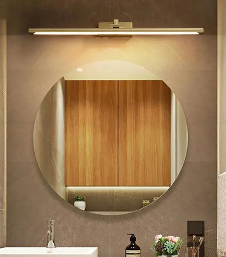 Modern Gold Copper Wall Light Rotatable Mirror Bathroom Bedroom Sconce Brass Simple Lamp GN421TN