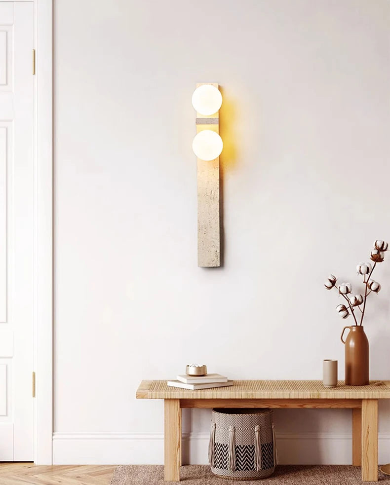 New Style Wall Light Sconce Natural Stone White Glass G9 Bulb Art Deco For Indoor Foyer Bedroom Dining Room