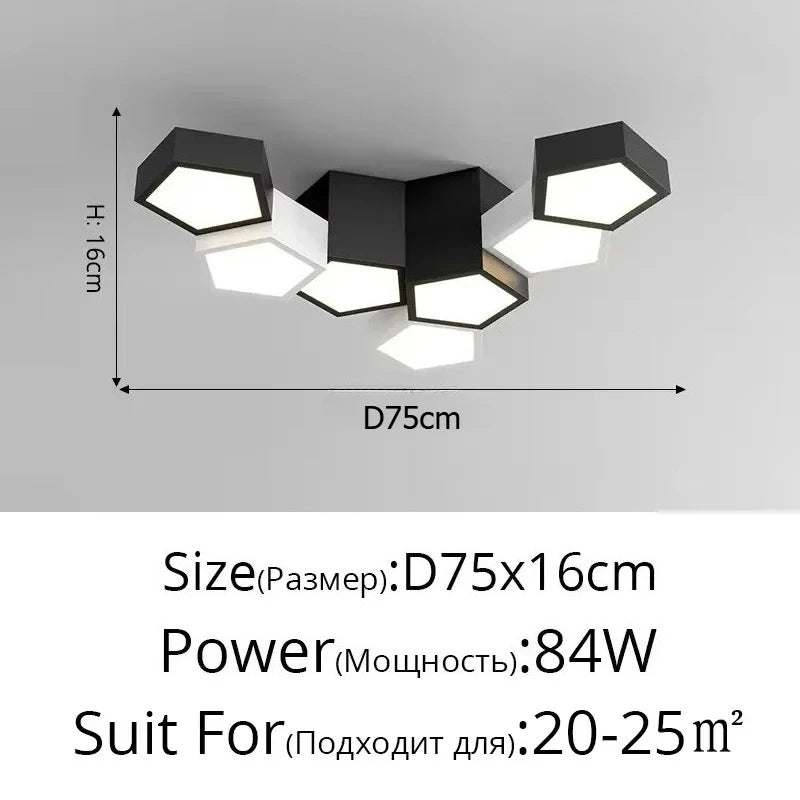 Nordic Designer Combination Honeycomb LED Indoor Ceiling Lamp,Remote Dimming Lustres Living Room Pendant Light Bedroom Decor
