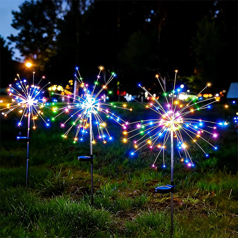 LED Firework Garden Decor Lights Solar Power Waterproof Outdoor Path Solar Lawn Lamp for Villa Patio Balcony Street