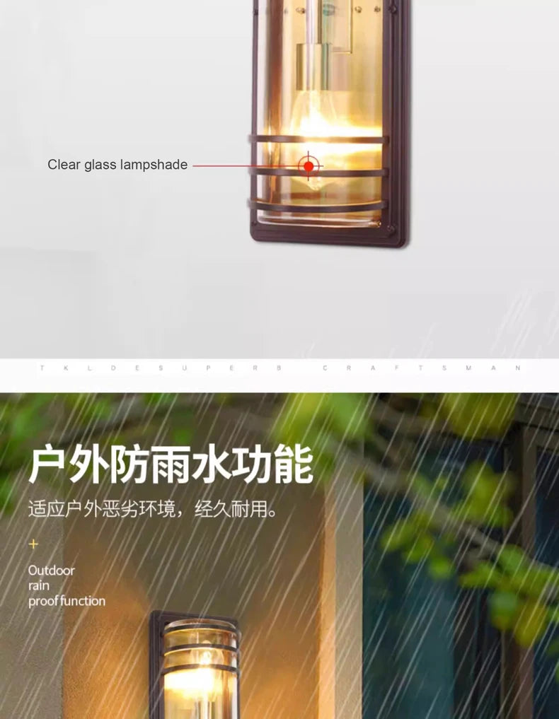 Outdoor Waterproof Wall Lamp - All Aluminum Moisture-Proof Decorative Lighting for Balcony Entrance Door Courtyard Garden