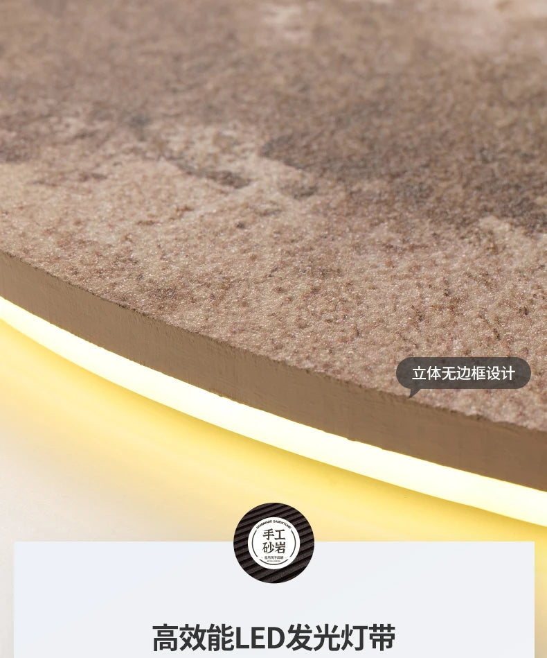 2024 Hydroponic green decorative painting background cream senior living room hanging painting sandstone new LED lights