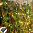 Solar LED Simulated Green Leaf Vine Copper Wire Light Courtyard Balcony Fence Wall Atmosphere Decoration IP44 Outdoor light