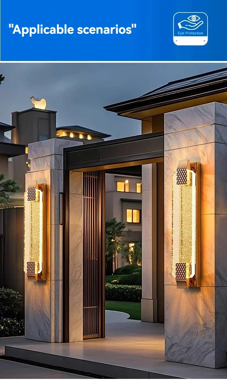 Modern Light Outdoor LED Wall Light Transparent Crystal with Bubble Style for Villa Porch Patio and Garden Lighting Lamps