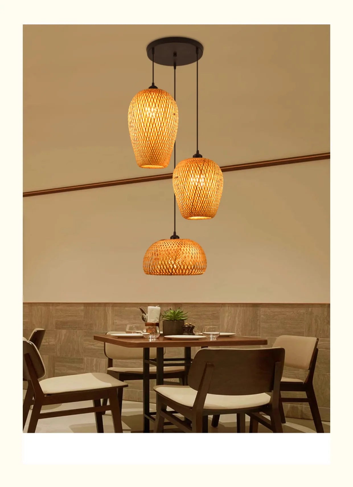 2026 Newest Bamboo Pendant Lamps Ceiling Lights Rattan Wicker Lustre Hand Knit Braiding Suspended Home Dining Braided Decor Hot