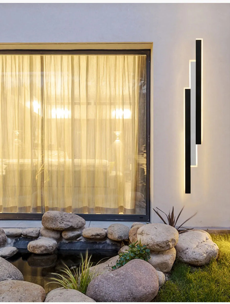 Outdoor Garden Wall Light Waterproof Long Strip Shape Lamp LED85v-265v Black&White Color Porch Lighting Fixture for Villa Garage
