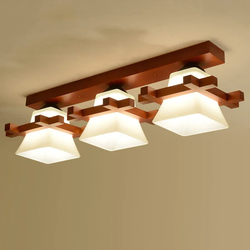Solid wood ceiling lamp balcony American Scandinavian new chinese aisle corridor light LED Ceiling Lights