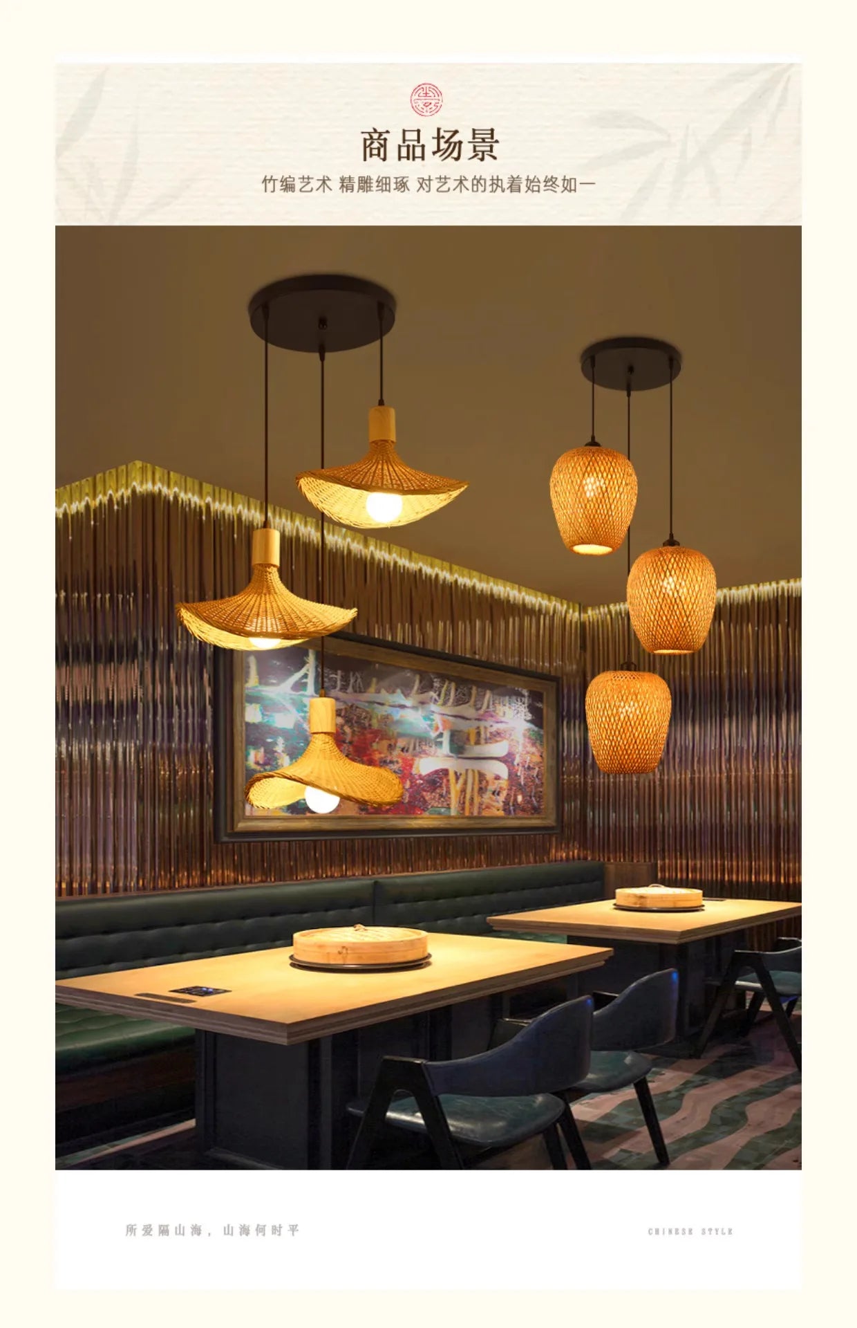 2026 Newest Bamboo Pendant Lamps Ceiling Lights Rattan Wicker Lustre Hand Knit Braiding Suspended Home Dining Braided Decor Hot
