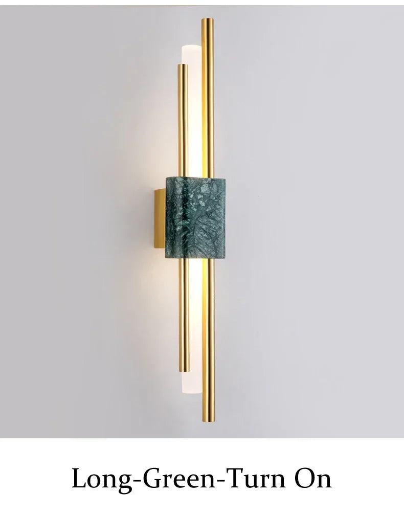 Luxury Green White Marble Wall Lamp Living Room Lobby Bedroom Golden Decor Bedside Sconce Hotel Aisle Staircase Led Light 6W