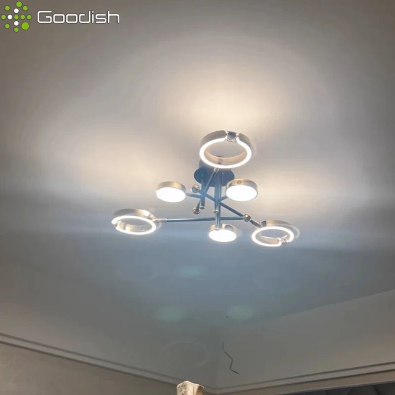 Modern Luxury Nordic Style Aluminum Circle Shaped LED Pendant Light Art Creative Lamp for Living Room Home Decoration Chandelier