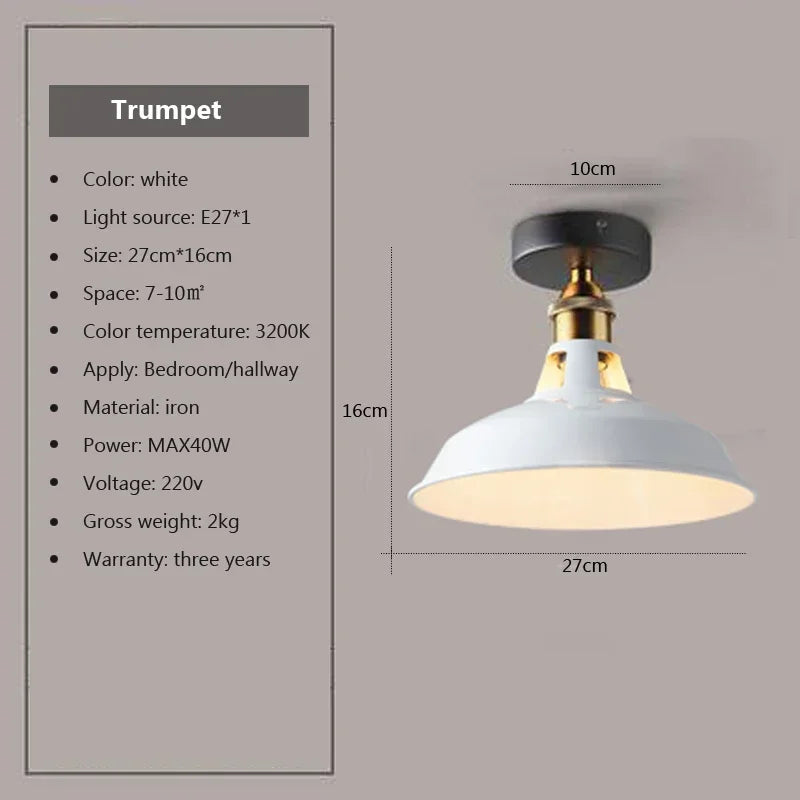 DAMIASMIL Retro Ceiling Lamp for Living Room Dining Room Bedroom Corridor Entrance Ceiling Lights E27 Indoor Lighting Fixtures
