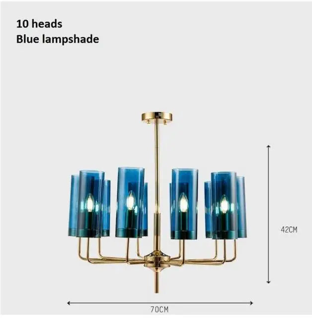 Nordic LED Glass Chandelier Blue/Amber Modern Hanging Lamp Suspension Living Dining Bedroom Pendant Lighting Fixtures